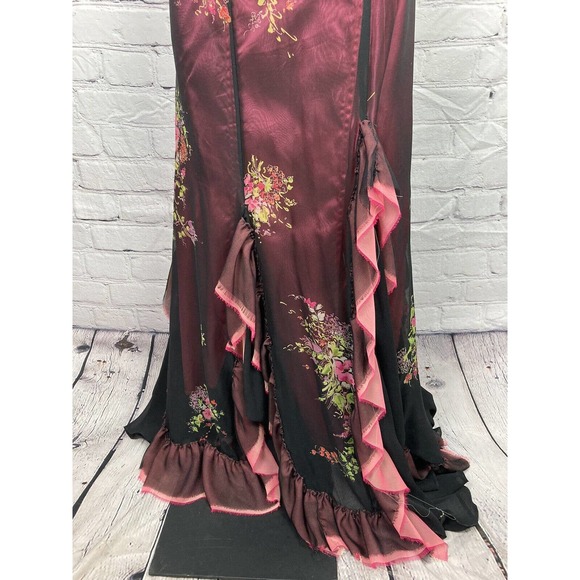Vtg‎ Chris Hudson Haute Couture Custom Floral Oriental Maxi Mermaid Skirt - Picture 2 of 6